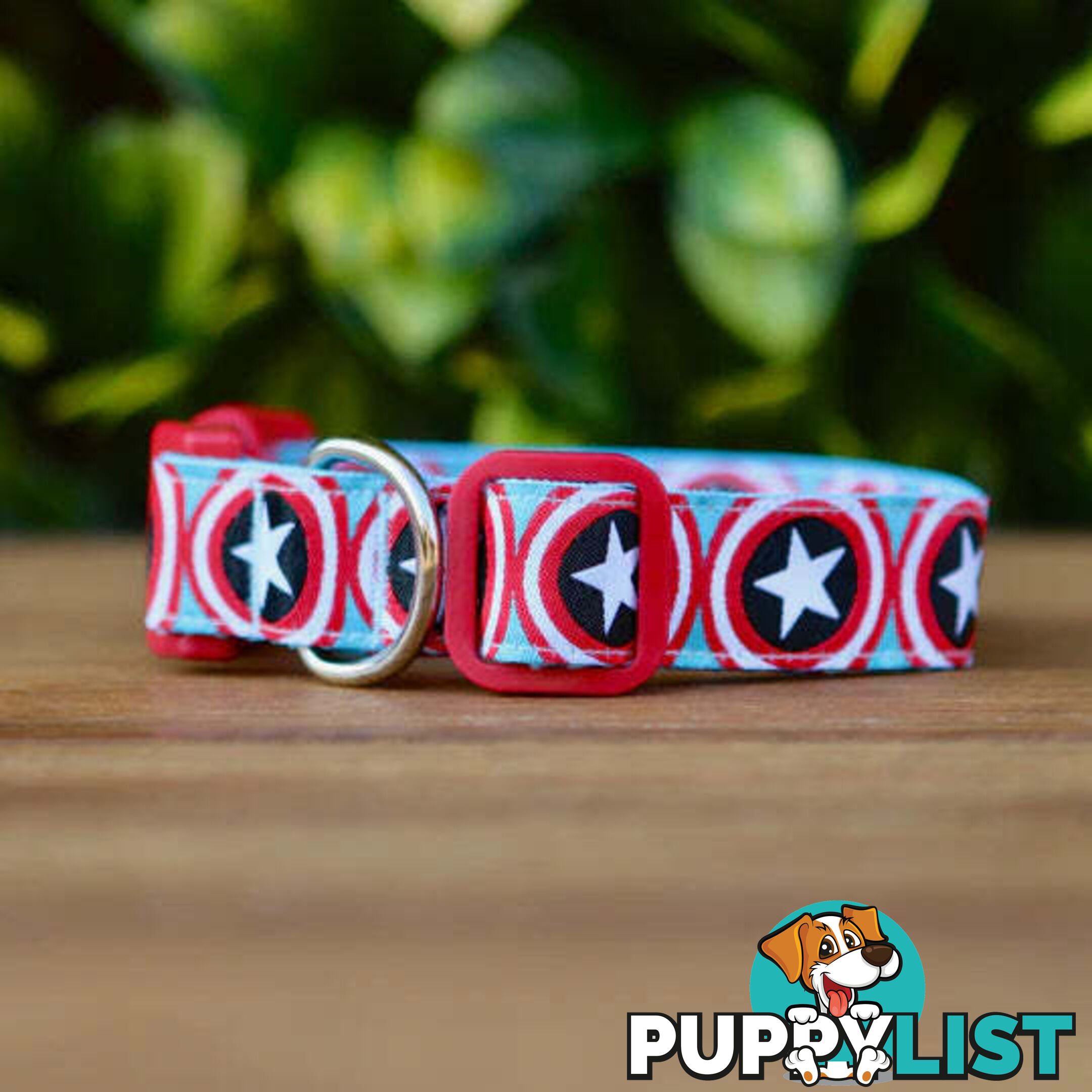 Captain America Dog Collar - Hand Made by The Bark Side - TBSCAPLGE