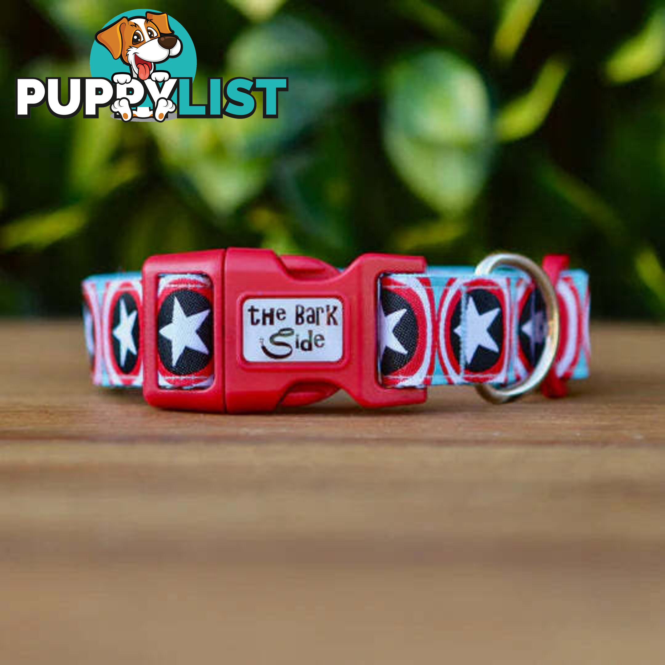 Captain America Dog Collar - Hand Made by The Bark Side - TBSCAPLGE