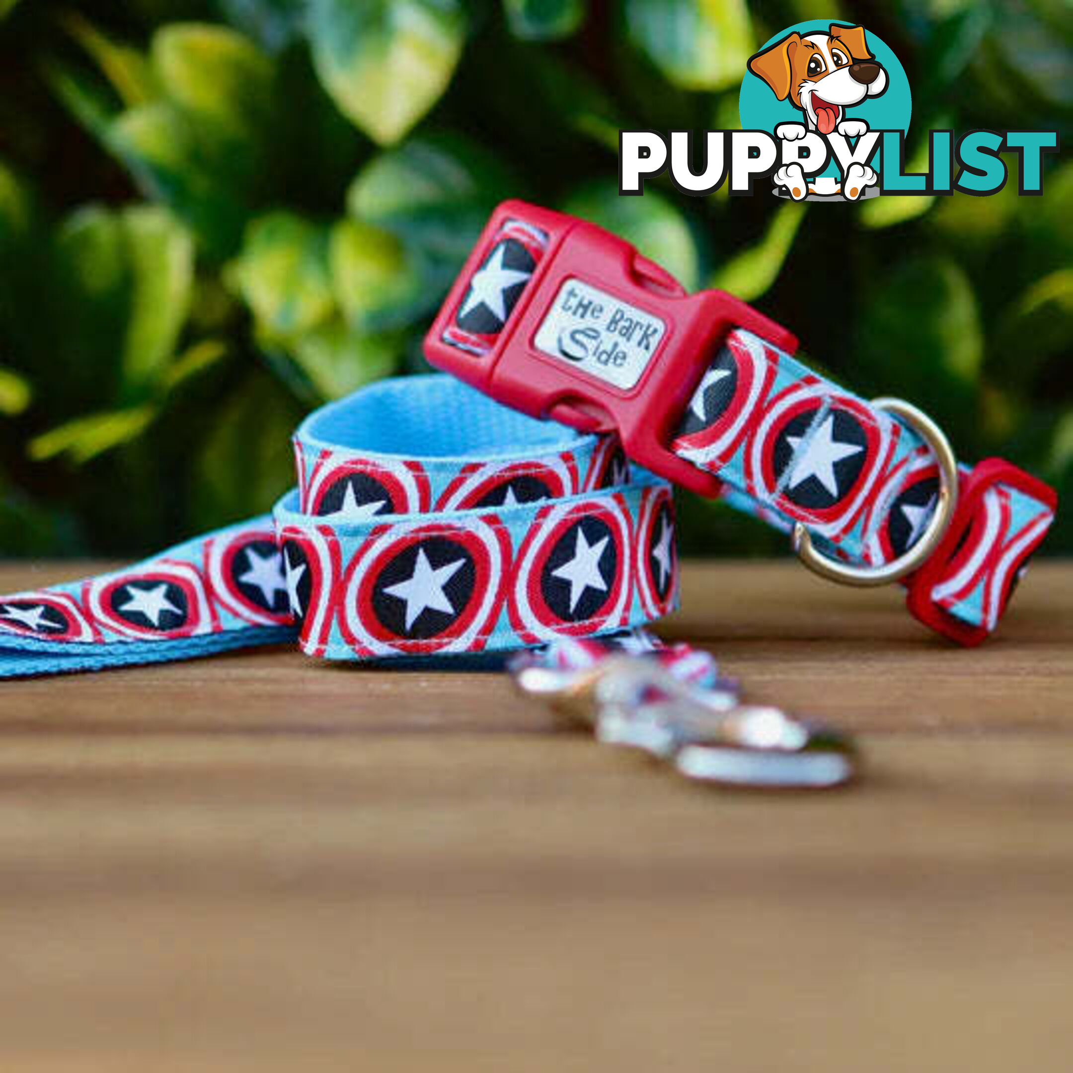 Captain America Dog Collar - Hand Made by The Bark Side - TBSCAPLGE