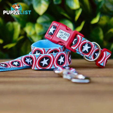 Captain America Dog Collar - Hand Made by The Bark Side - TBSCAPLGE