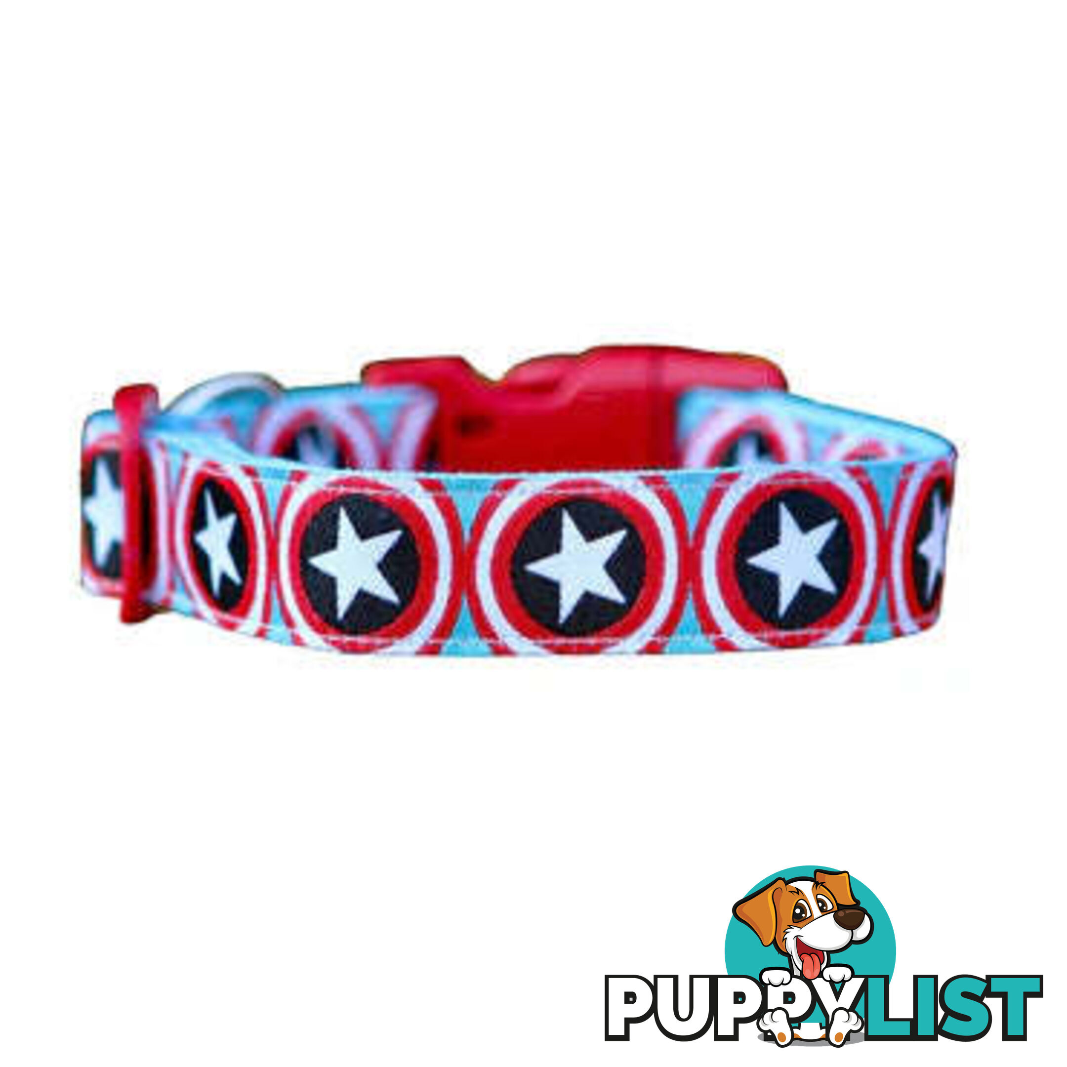 Captain America Dog Collar - Hand Made by The Bark Side - TBSCAPLGE