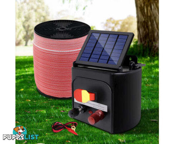 Giantz Electric Fence Energiser 3km, 5km,8km Solar Powered Energizer Set + 1200m or 2000m Tape - SFC-FIK-TAPE-1200M-3KM