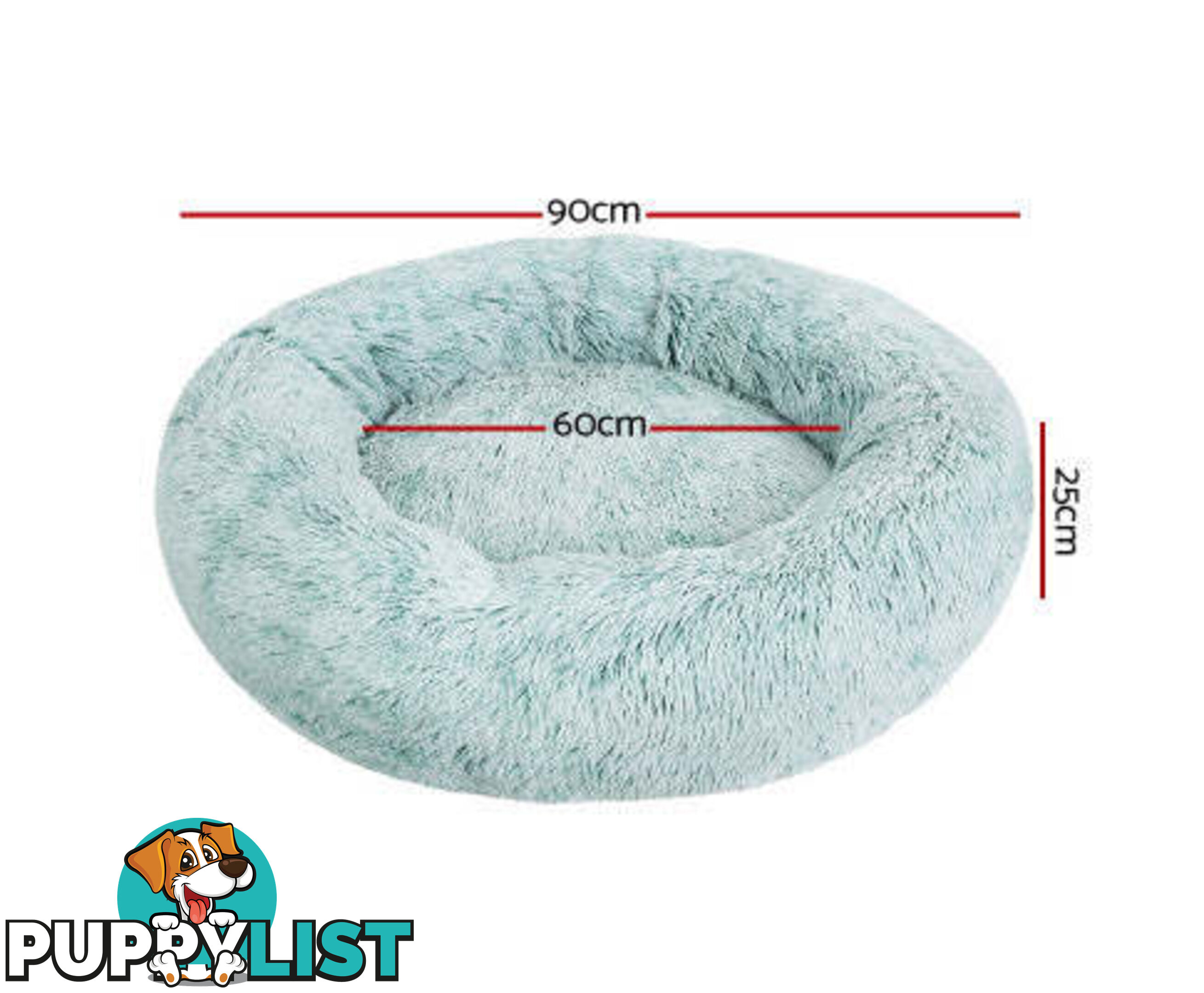 Pet Bed Dog Cat Calming Bed Sleeping Comfy Washable - PET-BED-D90-LTGR