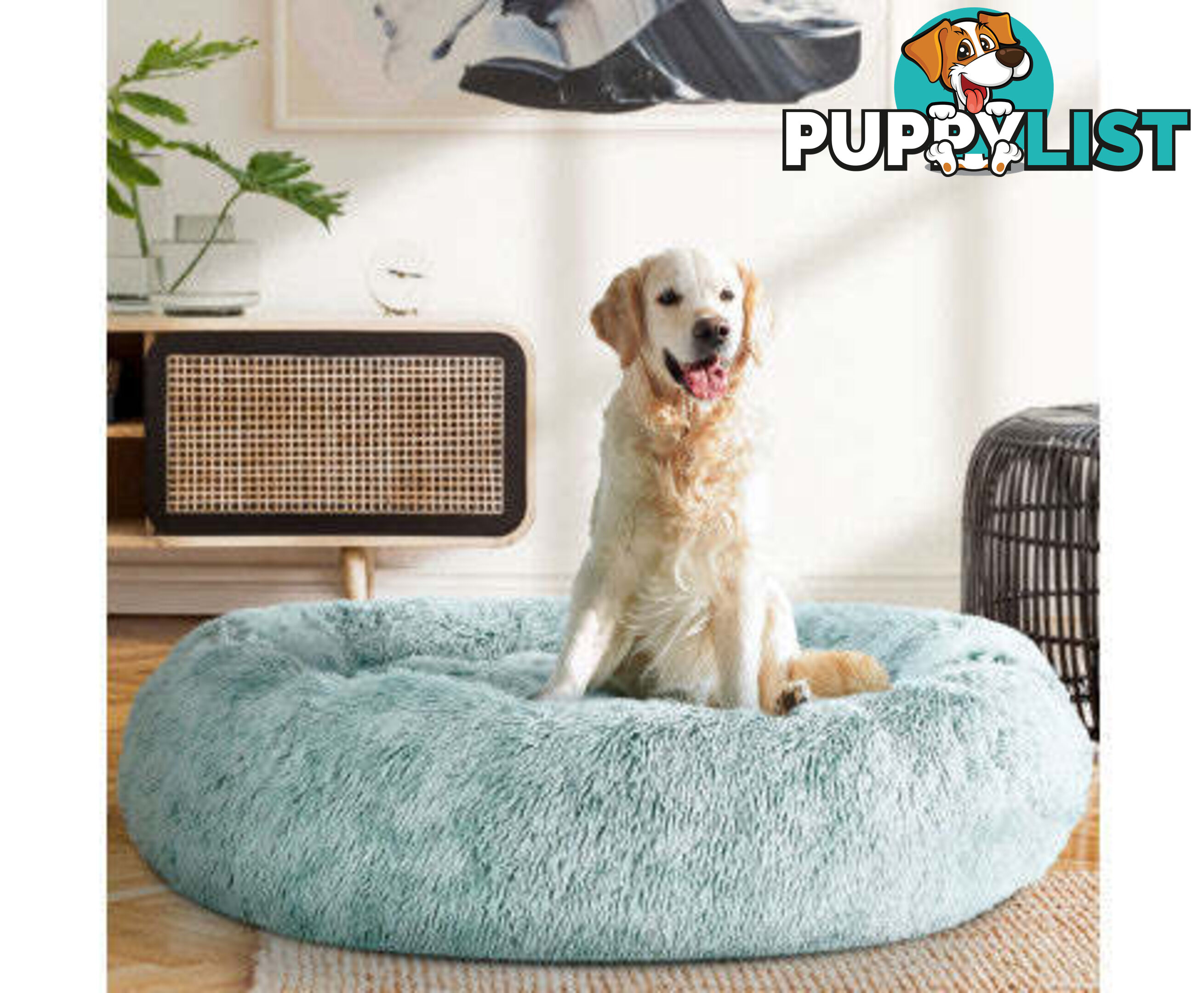 Pet Bed Dog Cat Calming Bed Sleeping Comfy Washable - PET-BED-D90-LTGR