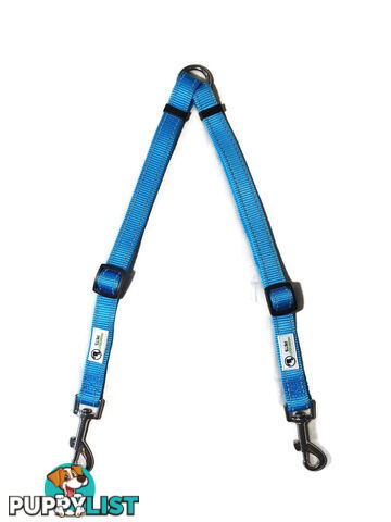 2 Dog Double Lead Coupler, Nylon w/Reflective Stitching - Moondidley Pets - MDPLDCOULBLK