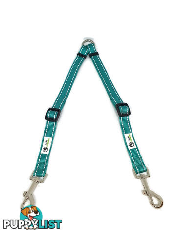 2 Dog Double Lead Coupler, Nylon w/Reflective Stitching - Moondidley Pets - MDPLDCOULBLK