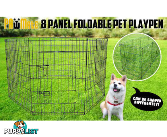 Paw Mate Pet Playpen 8 Panel Foldable Dog Cage + Cover - V274-PET-PP30-PPCV30-GN