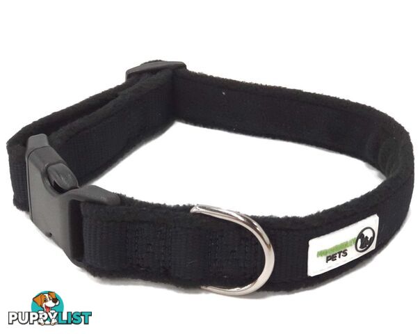 100% Pure Bamboo Fibre w/Fleece Lining Dog Collar Plastic Buckle - Moondidley Pets - MDPCOLFLELBLK