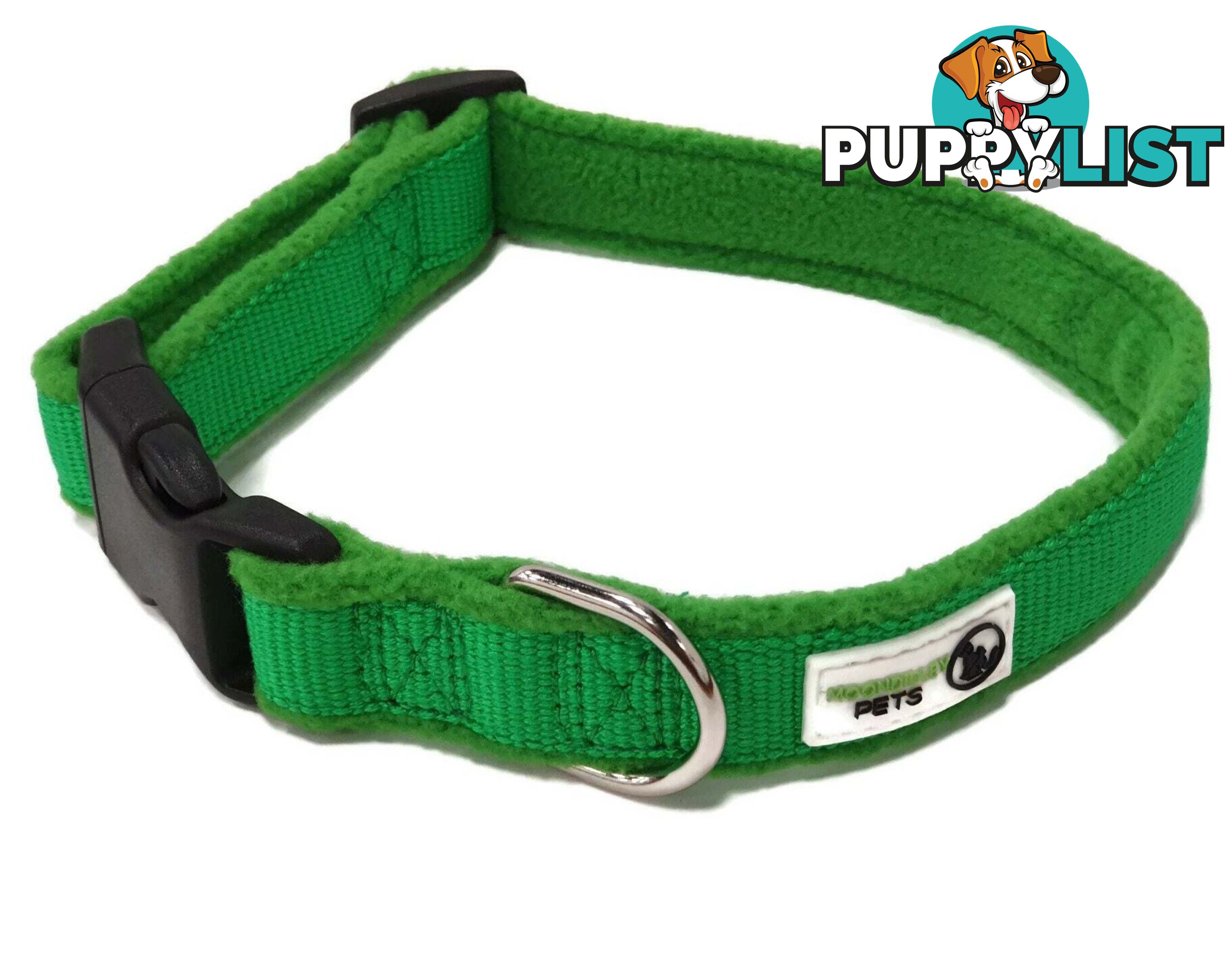 100% Pure Bamboo Fibre w/Fleece Lining Dog Collar Plastic Buckle - Moondidley Pets - MDPCOLFLELBLK
