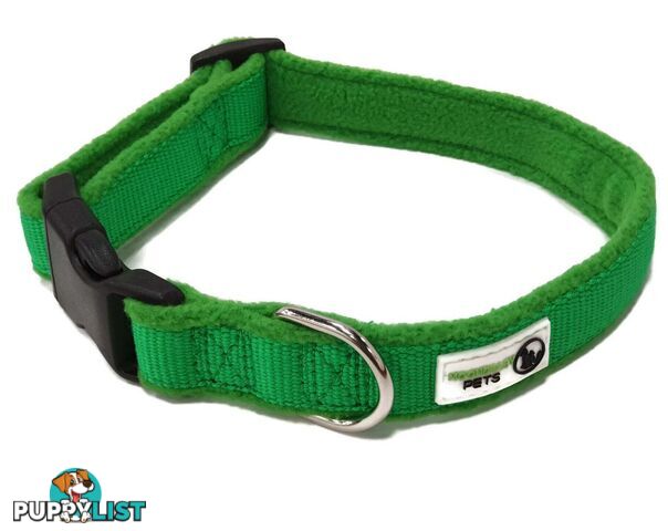 100% Pure Bamboo Fibre w/Fleece Lining Dog Collar Plastic Buckle - Moondidley Pets - MDPCOLFLELBLK