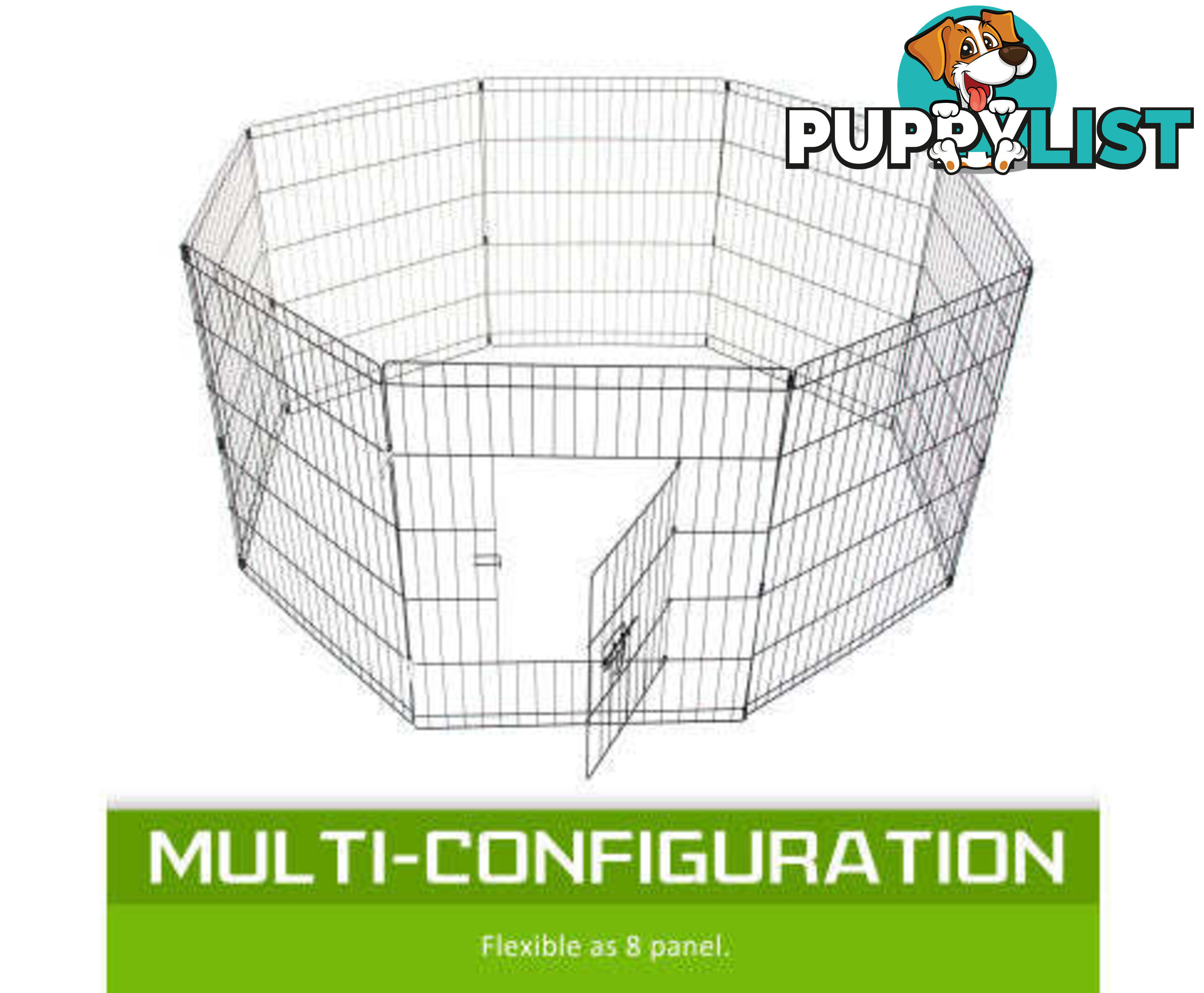 Paw Mate Pet Playpen 8 Panel Foldable Dog Cage + Cover - V274-PET-PP42-PPCV42-GN