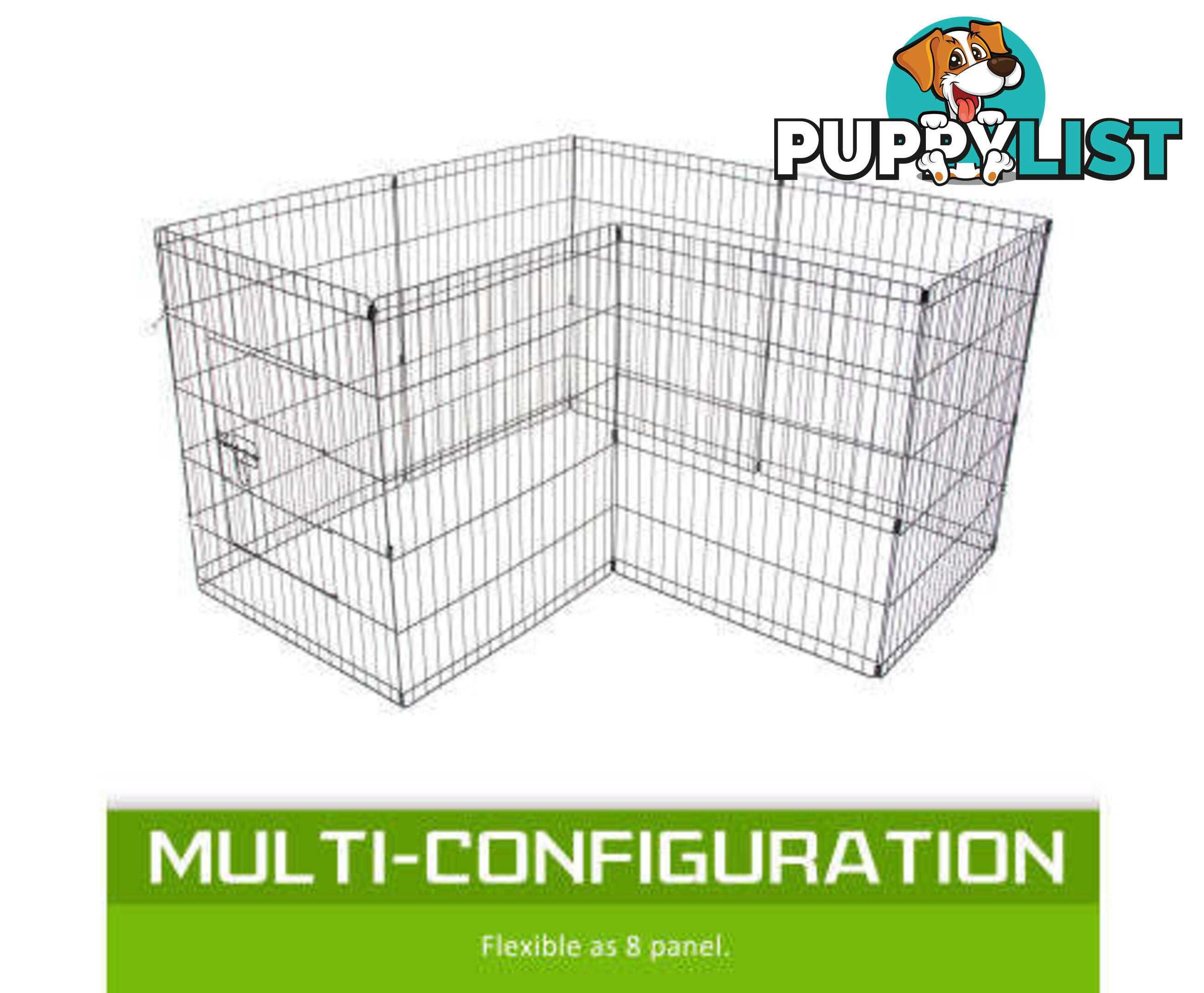 Paw Mate Pet Playpen 8 Panel Foldable Dog Cage + Cover - V274-PET-PP42-PPCV42-GN