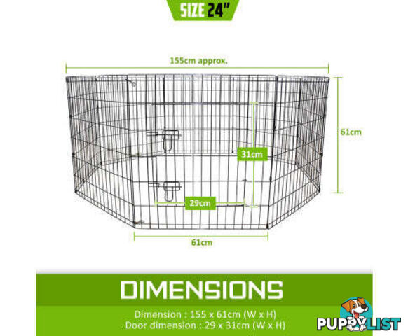 Paw Mate Pet Playpen 8 Panel Foldable Dog Cage + Cover - V274-PET-PP42-PPCV42-GN