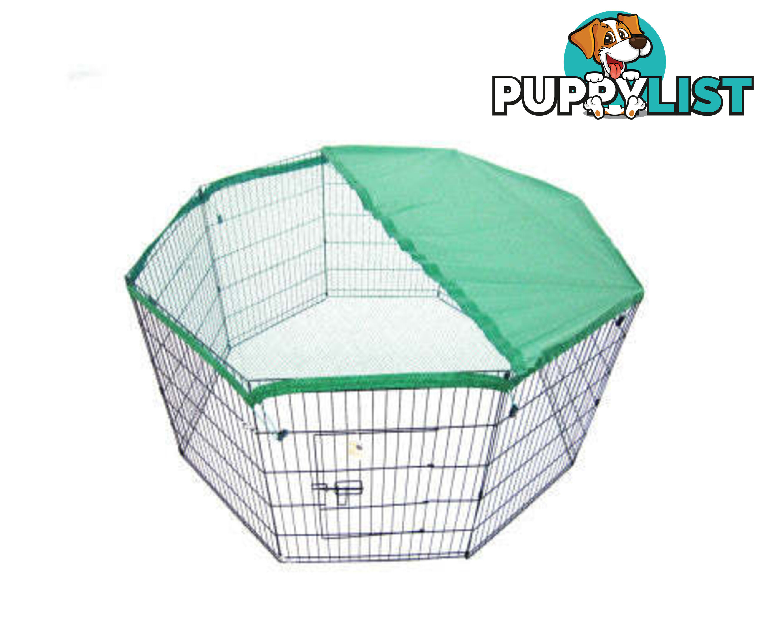 Paw Mate Pet Playpen 8 Panel Foldable Dog Cage + Cover - V274-PET-PP42-PPCV42-GN