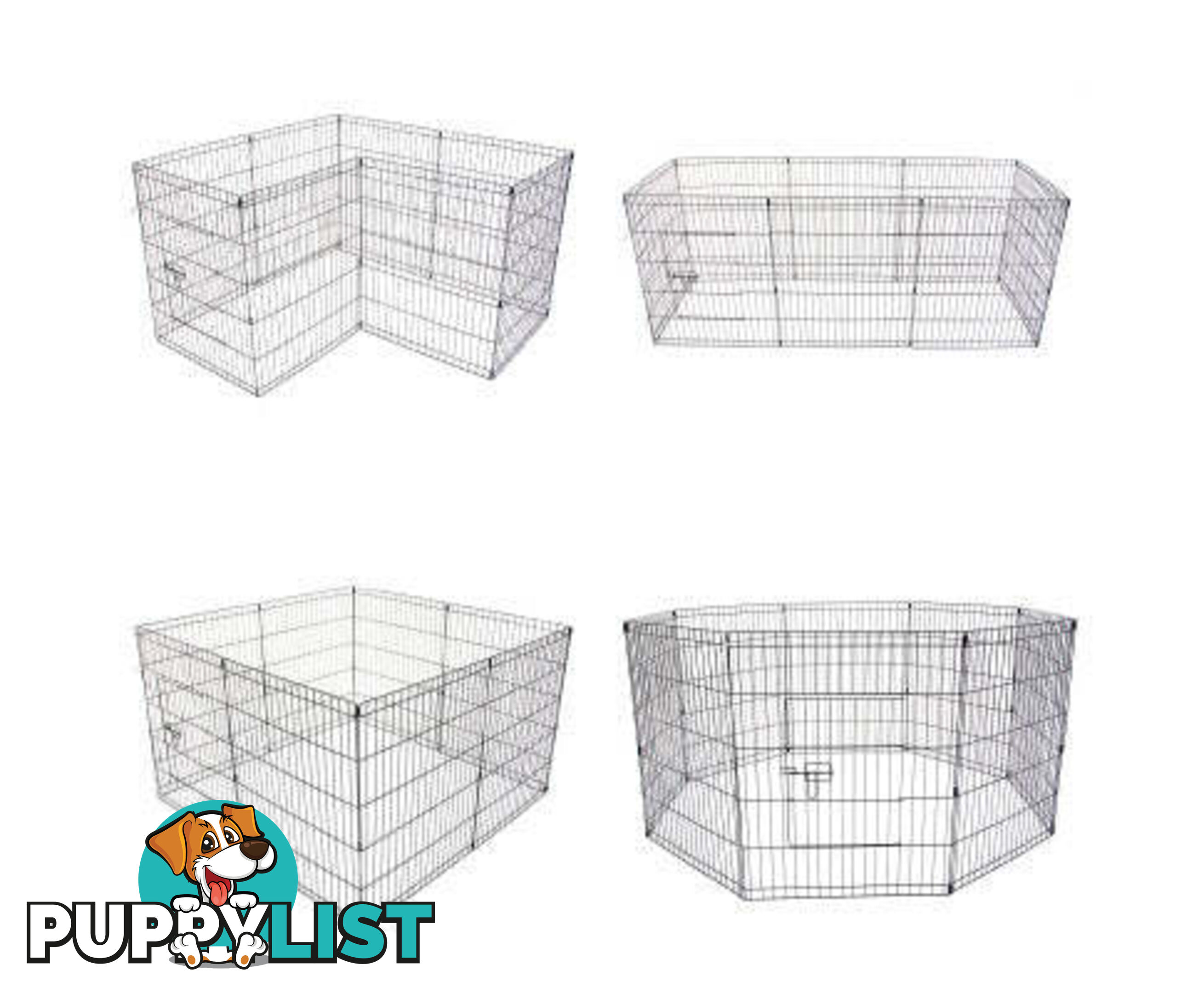 Paw Mate Pet Playpen 8 Panel Foldable Dog Cage + Cover - V274-PET-PP42-PPCV42-GN