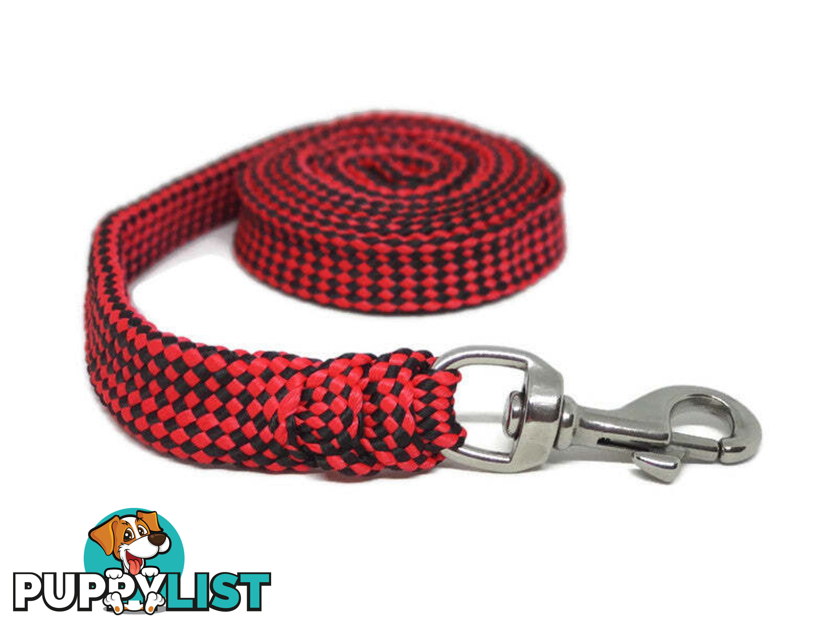 1.8m to 10m Long Dog Lead No Stitching Tough Yarnix 20mm Wide - YNXLD201.8BRRED