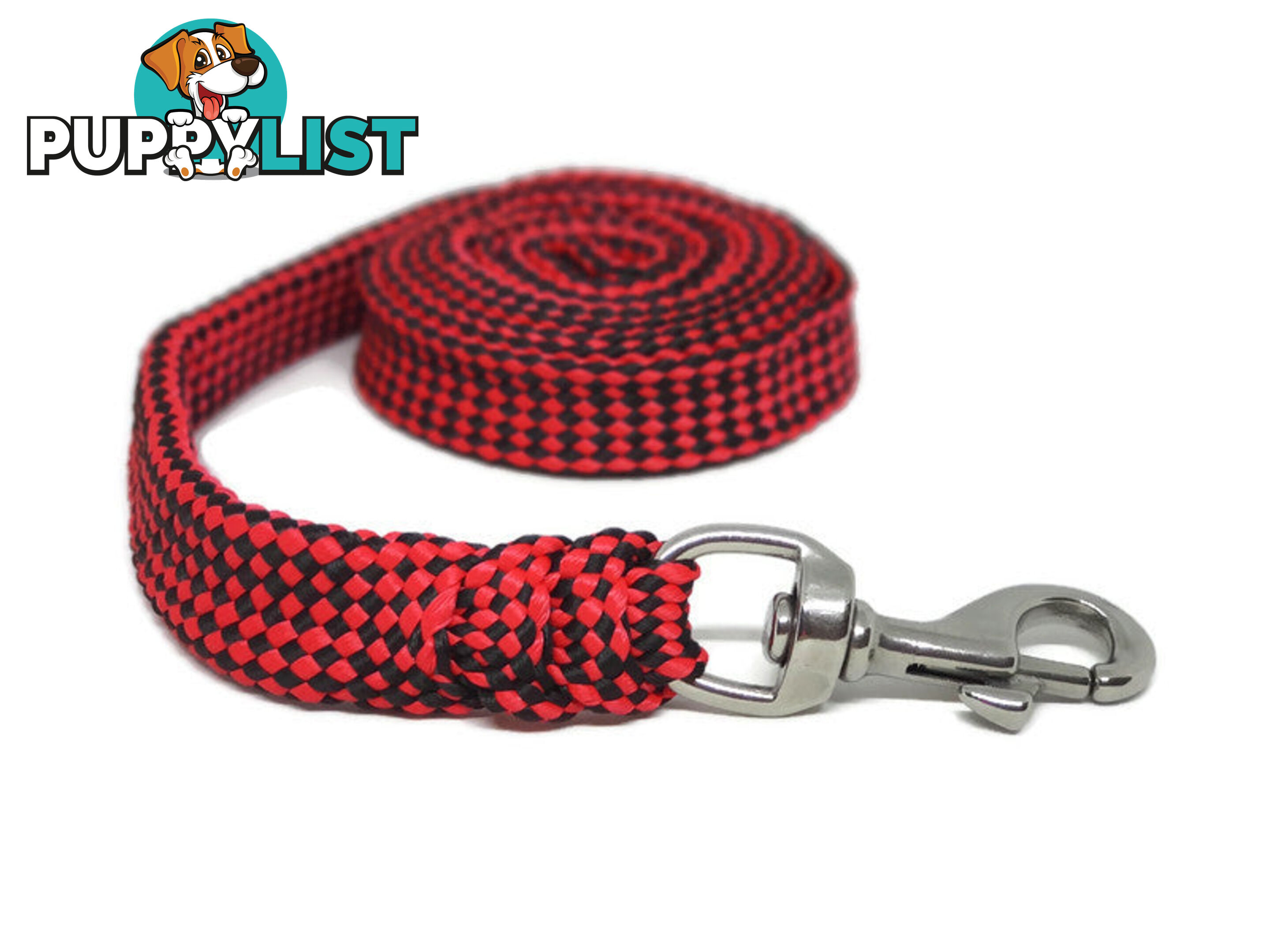 1.8m to 10m Long Dog Lead No Stitching Tough Yarnix 20mm Wide - YNXLD201.8BRRED