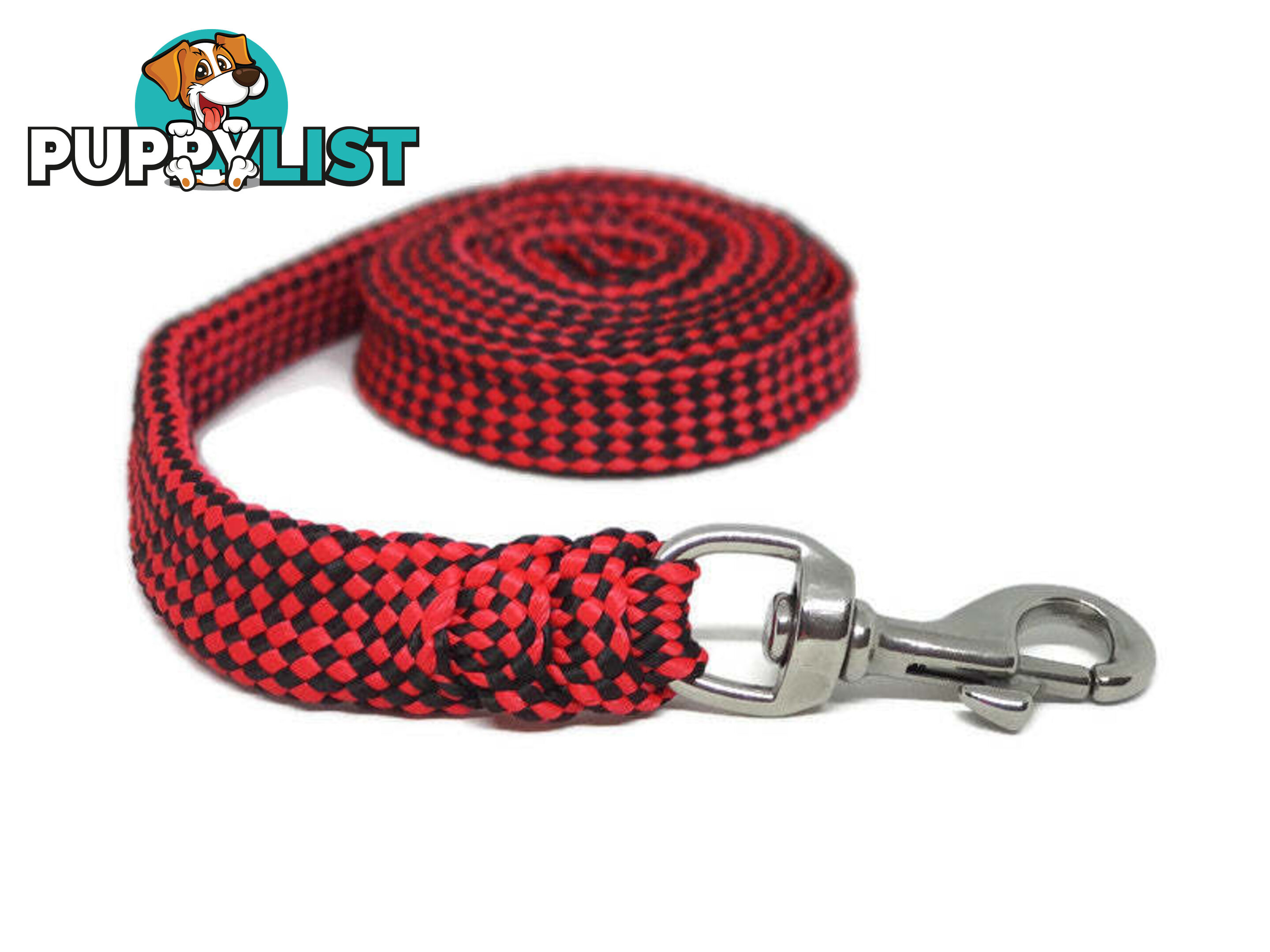 1.8m to 10m Long Dog Lead No Stitching Tough Yarnix 20mm Wide - YNXLD203BRRED