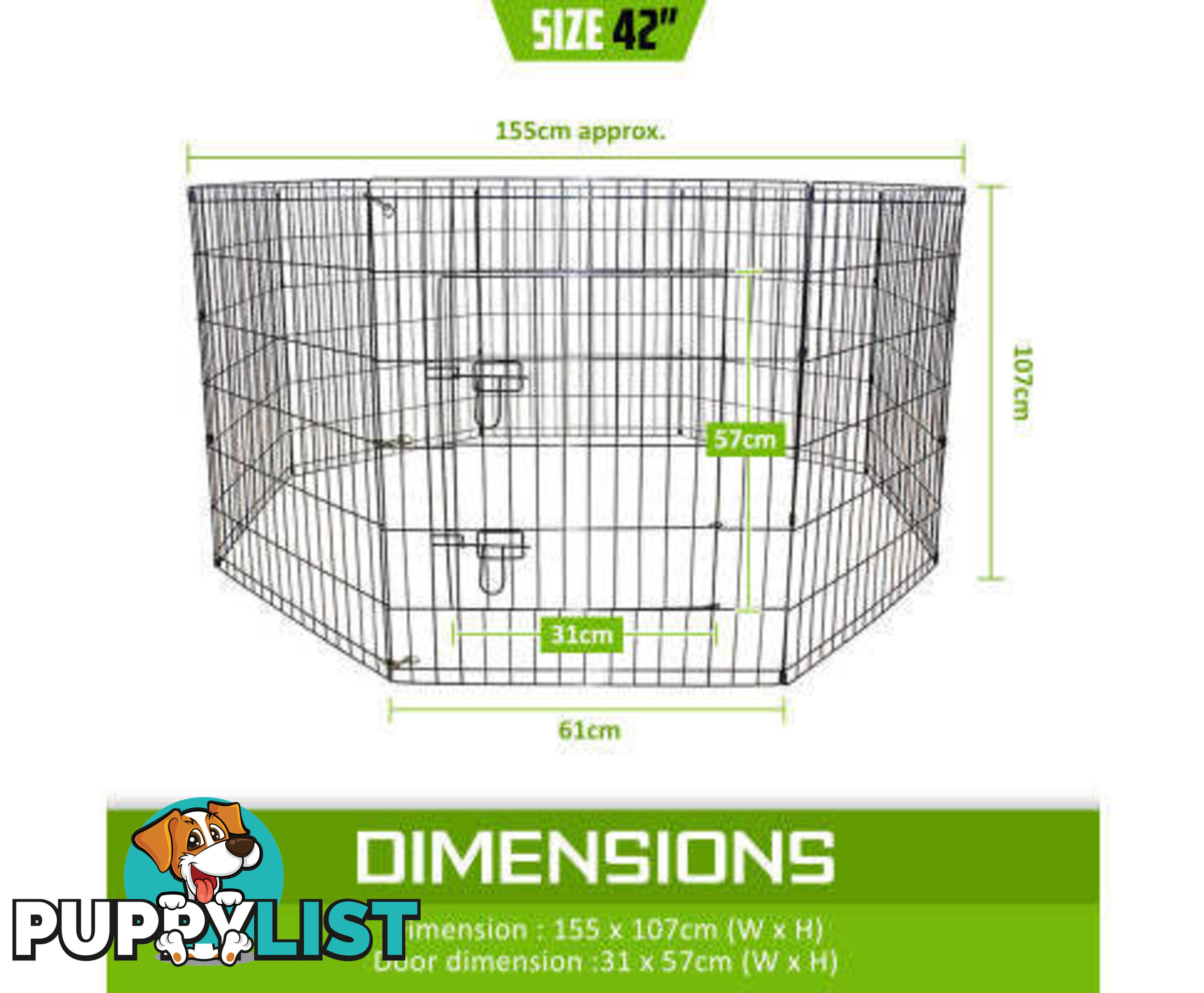 Paw Mate Pet Playpen 8 Panel Foldable Dog Exercise Enclosure Fence Cage - V274-PET-PP30
