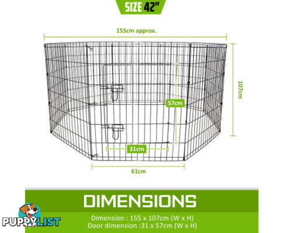 Paw Mate Pet Playpen 8 Panel Foldable Dog Exercise Enclosure Fence Cage - V274-PET-PP30