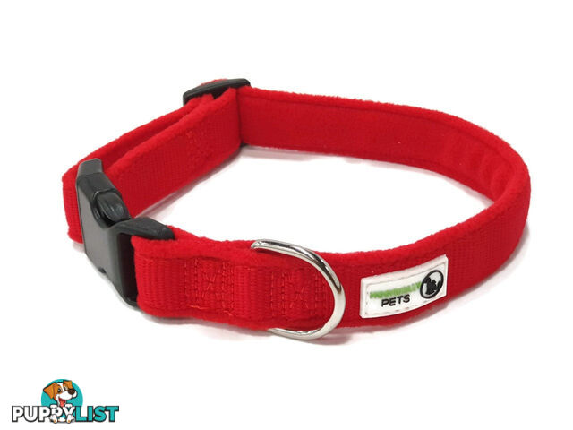 100% Pure Bamboo Fibre w/Fleece Lining Dog Collar Plastic Buckle - Moondidley Pets - MDPCOLFLEXSGRN