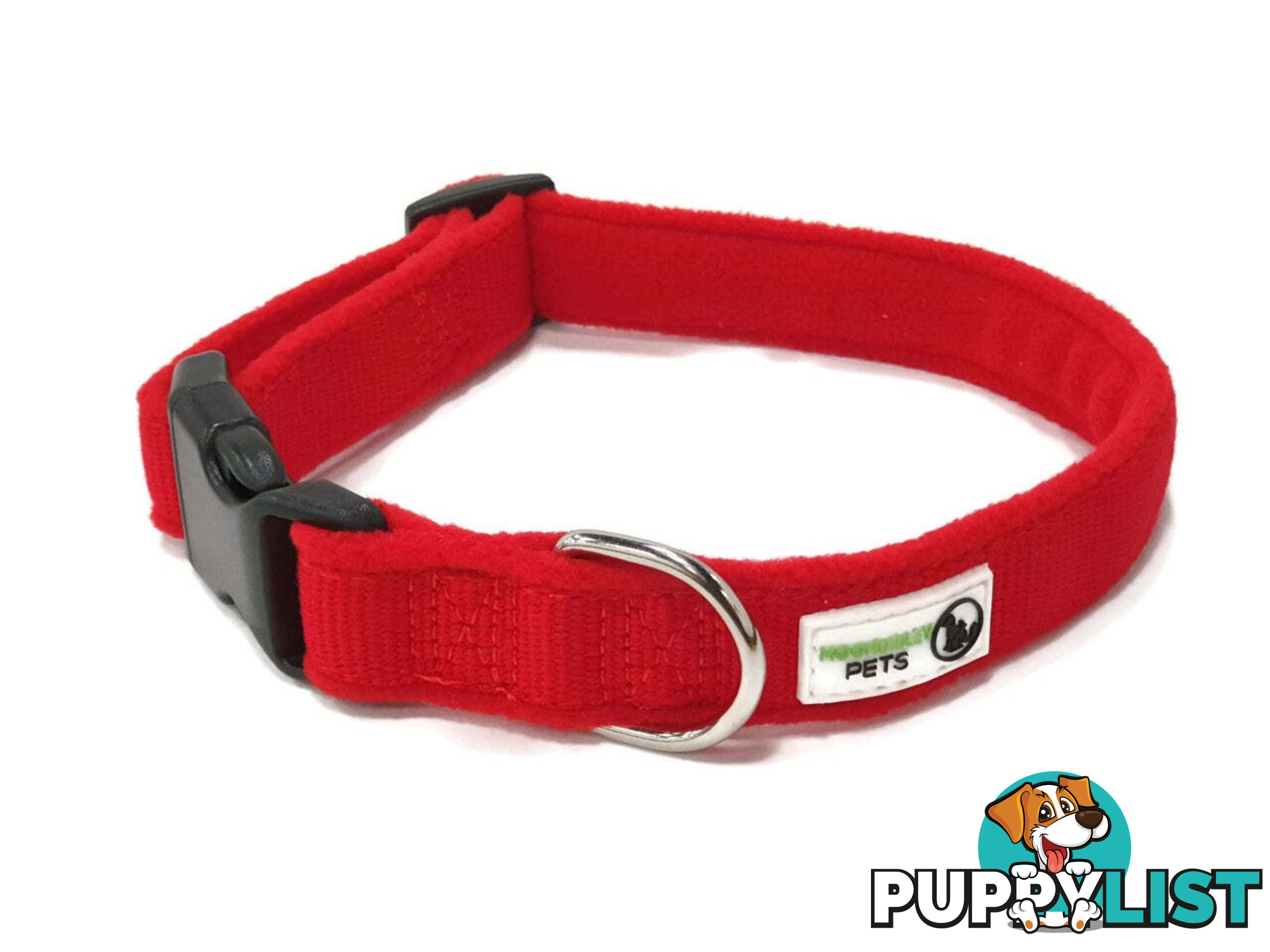 100% Pure Bamboo Fibre w/Fleece Lining Dog Collar Plastic Buckle - Moondidley Pets - MDPCOLFLEXSGRN