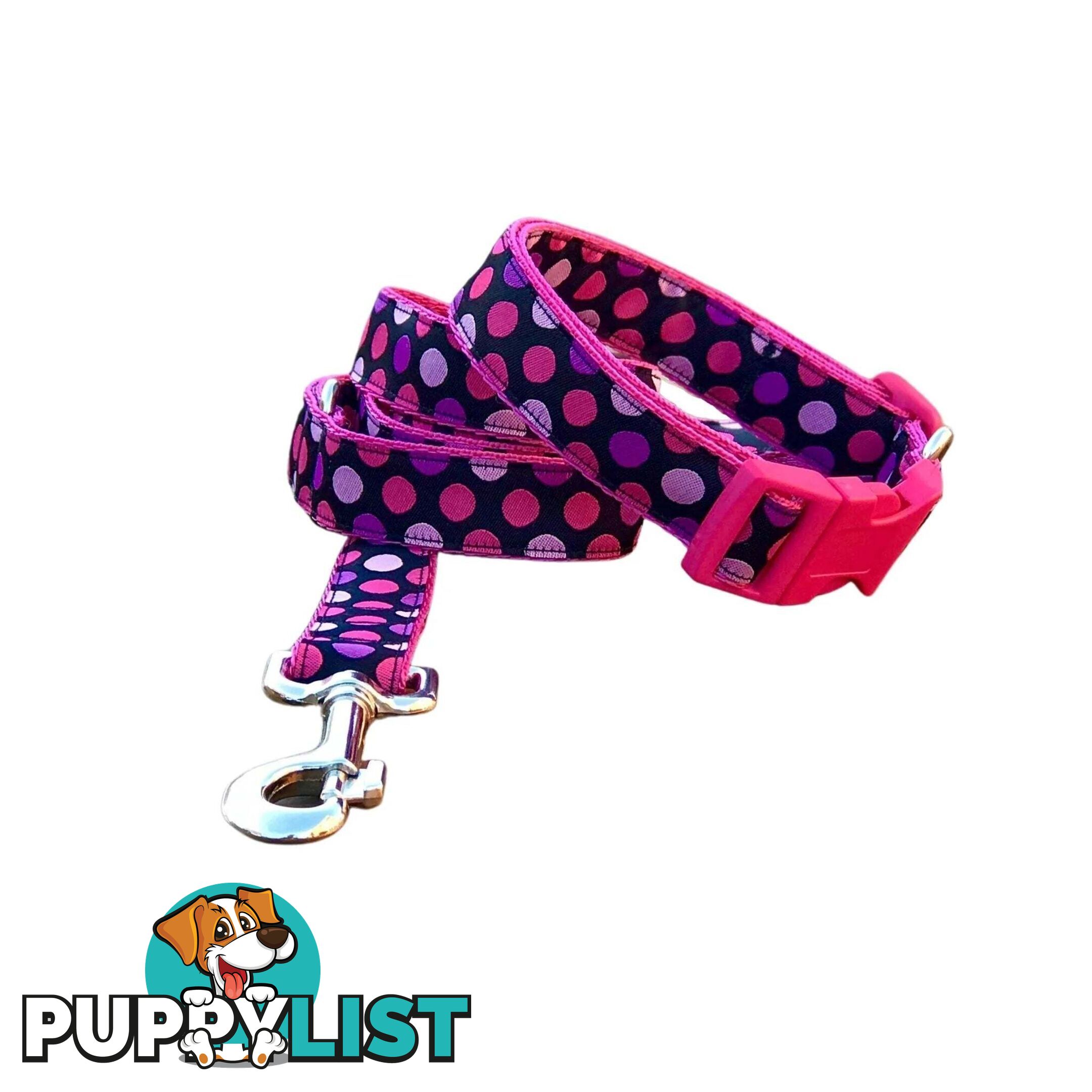 Pink Spot Dog Lead / Dog Leash - Hand Made by The Bark Side - TBSLDPIN251.5