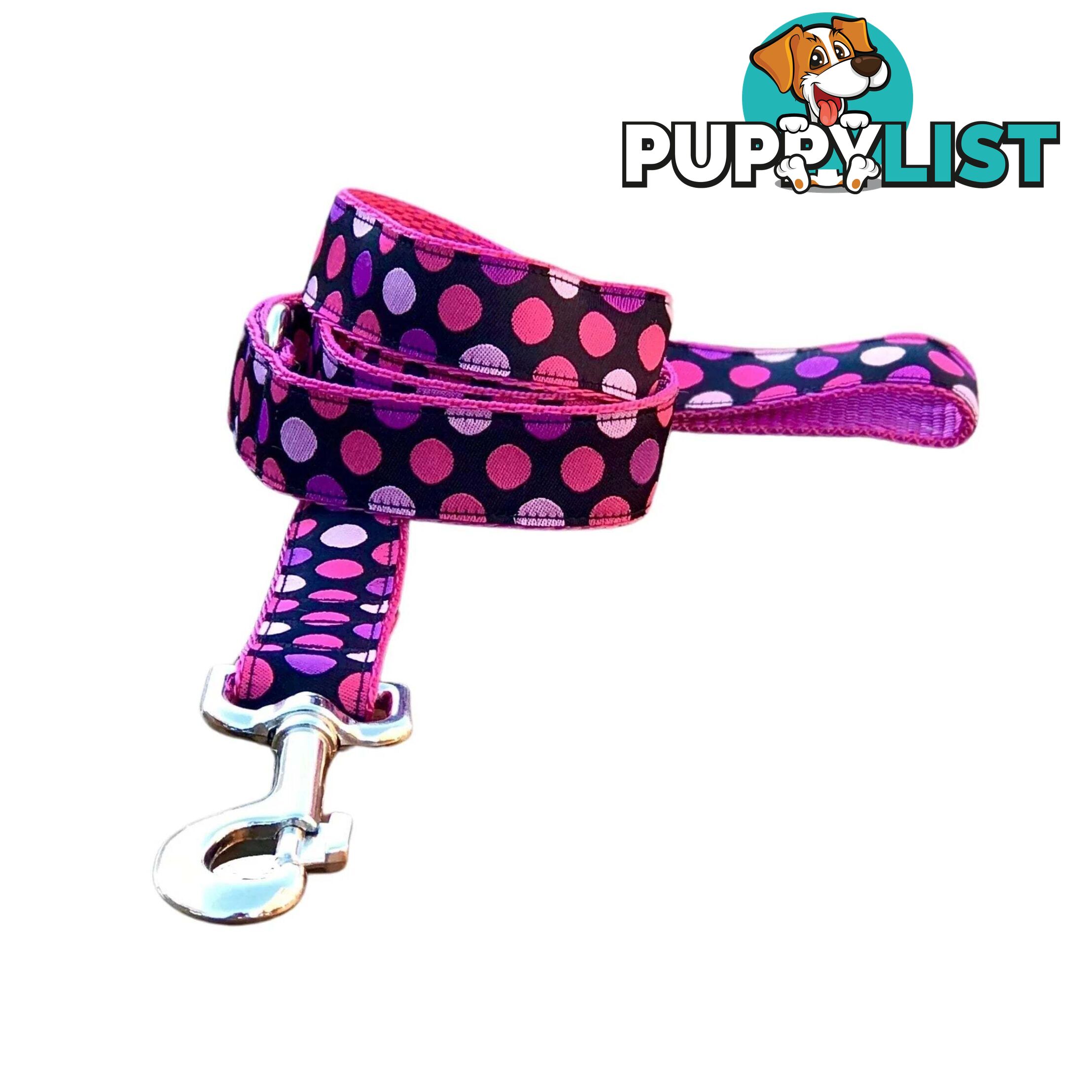 Pink Spot Dog Lead / Dog Leash - Hand Made by The Bark Side - TBSLDPIN251.5