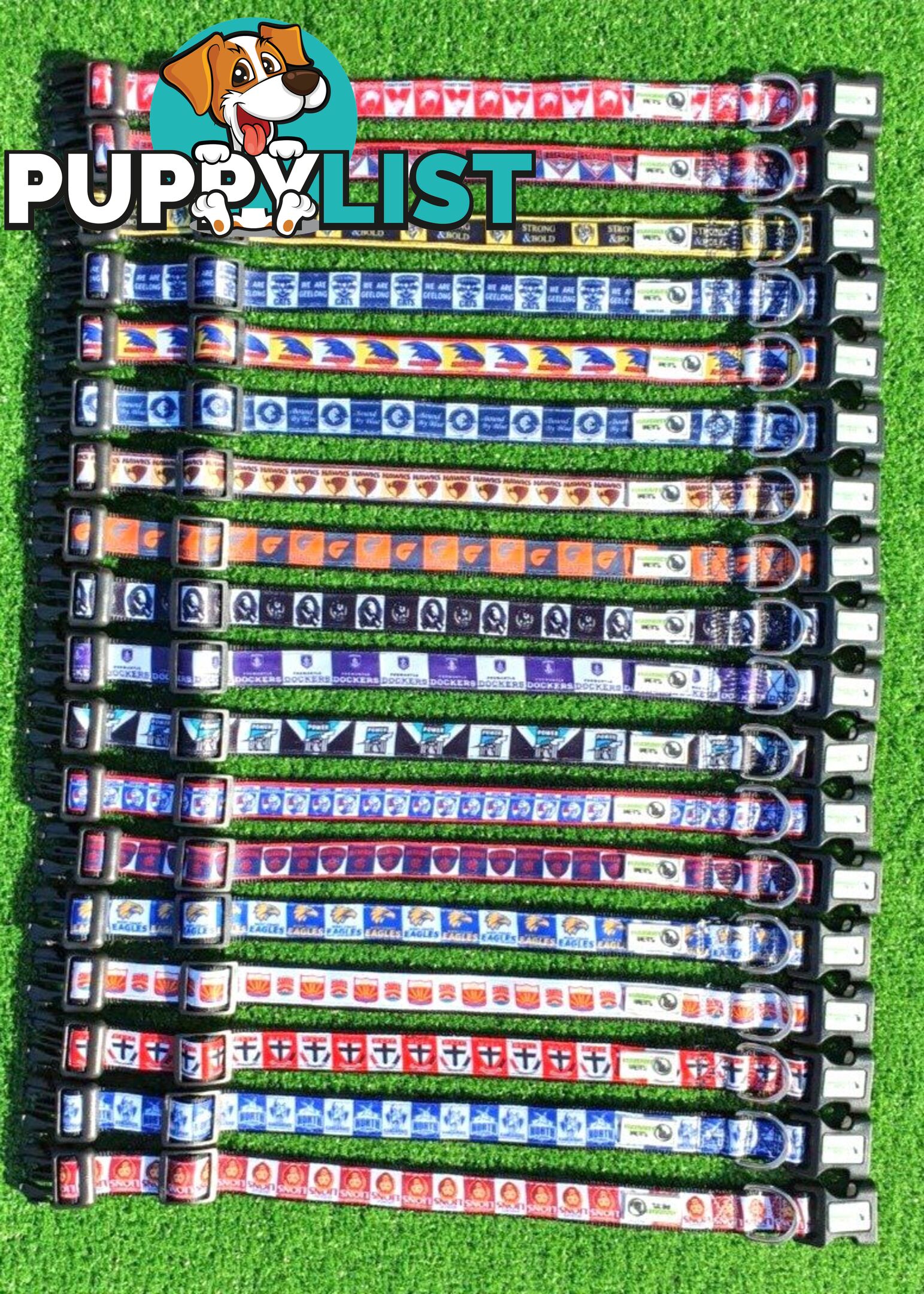 AFL Dog Collars, Footy - Aussie Rules - Moondidley Pets - MDPCOLAFLLAC