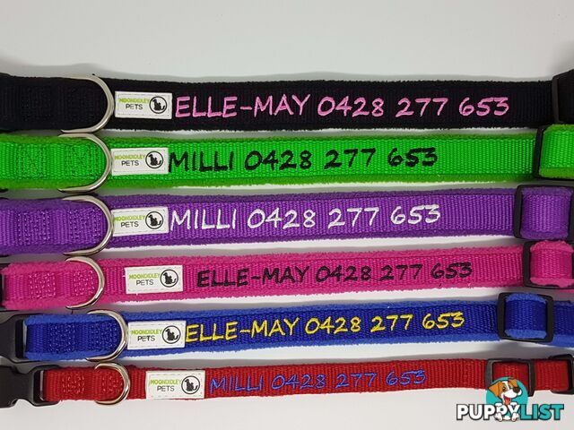 Doggie ID Collar Bamboo Fibre Fleece Padded Personalised Embroidered - CCB-CO-NP5-XSPK-NO