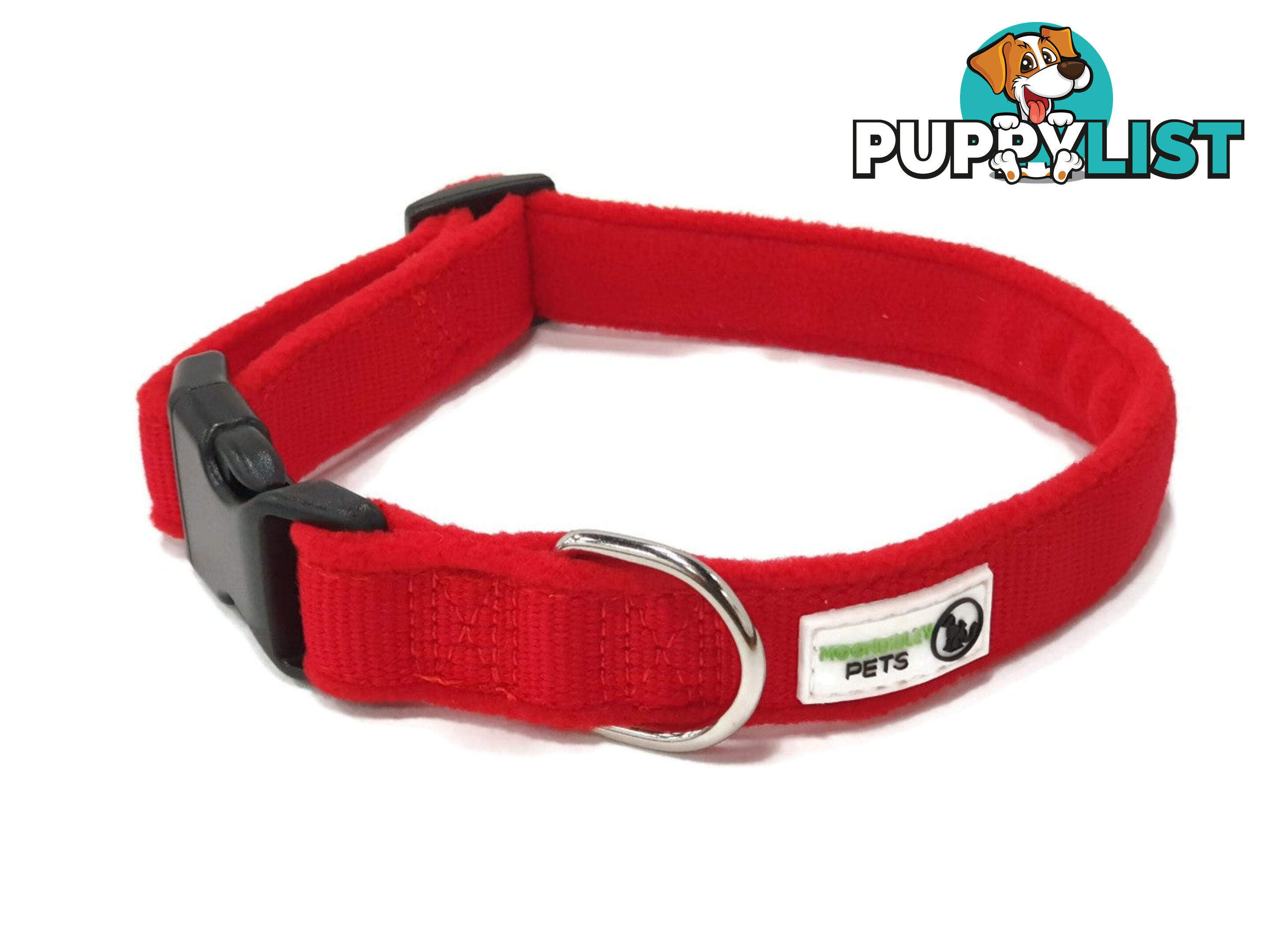 100% Pure Bamboo Fibre w/Fleece Lining Dog Collar Plastic Buckle - Moondidley Pets - MDPCOLFLEMBLK