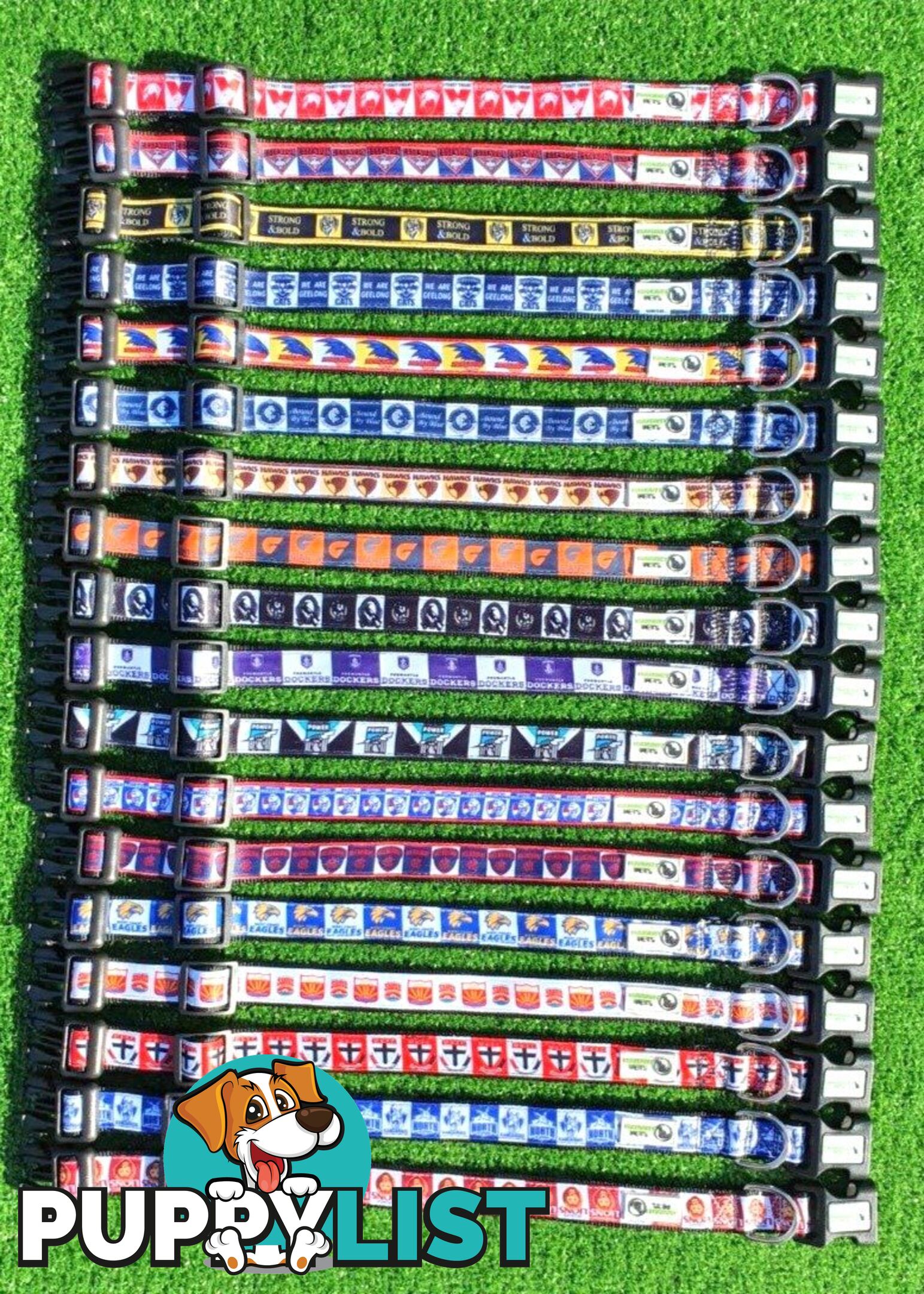 AFL Dog Collars, Footy - Aussie Rules - Moondidley Pets - MDPCOLAFLXSGC