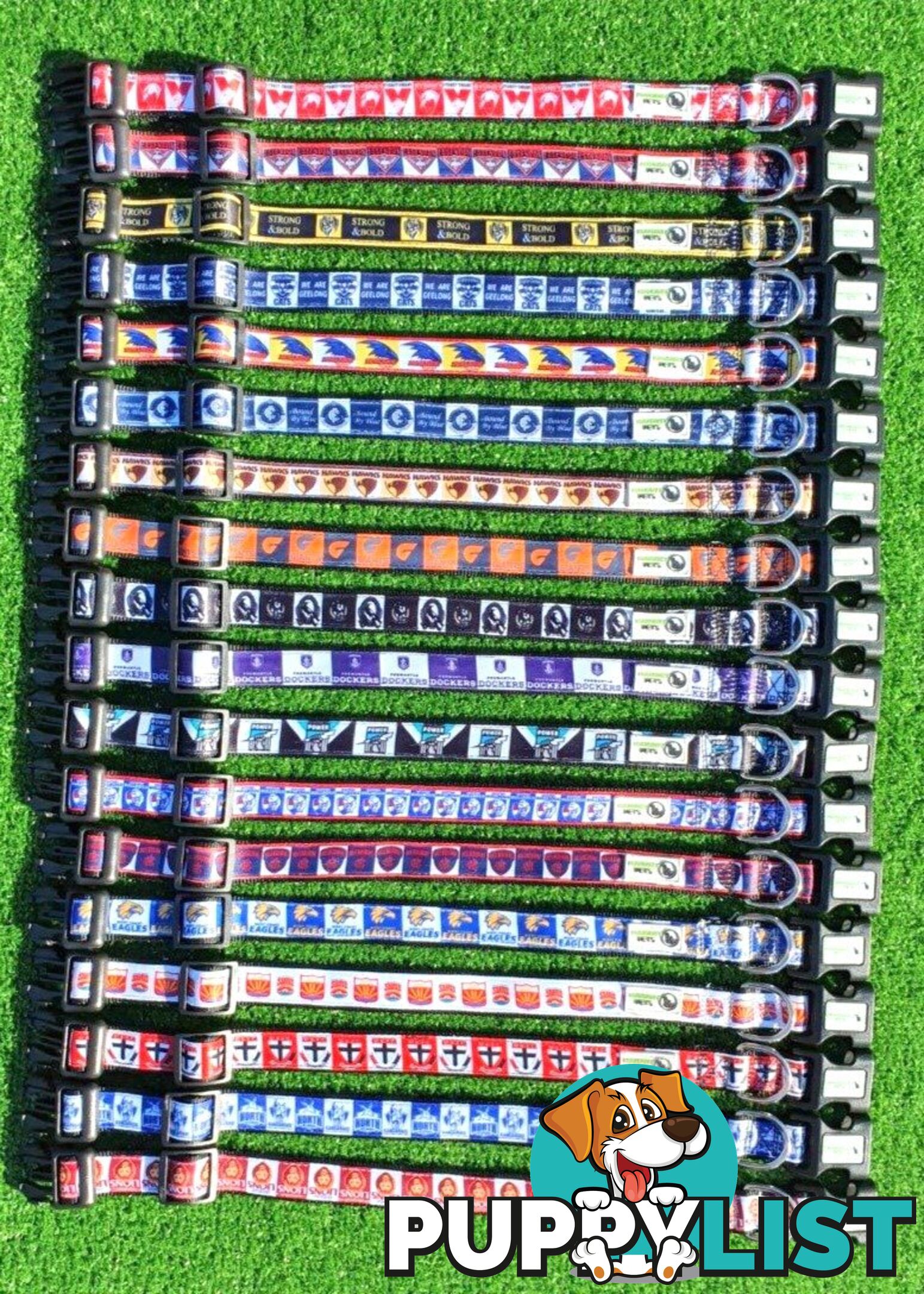 AFL Dog Collars, Footy - Aussie Rules - Moondidley Pets - MDPCOLAFLLGCS
