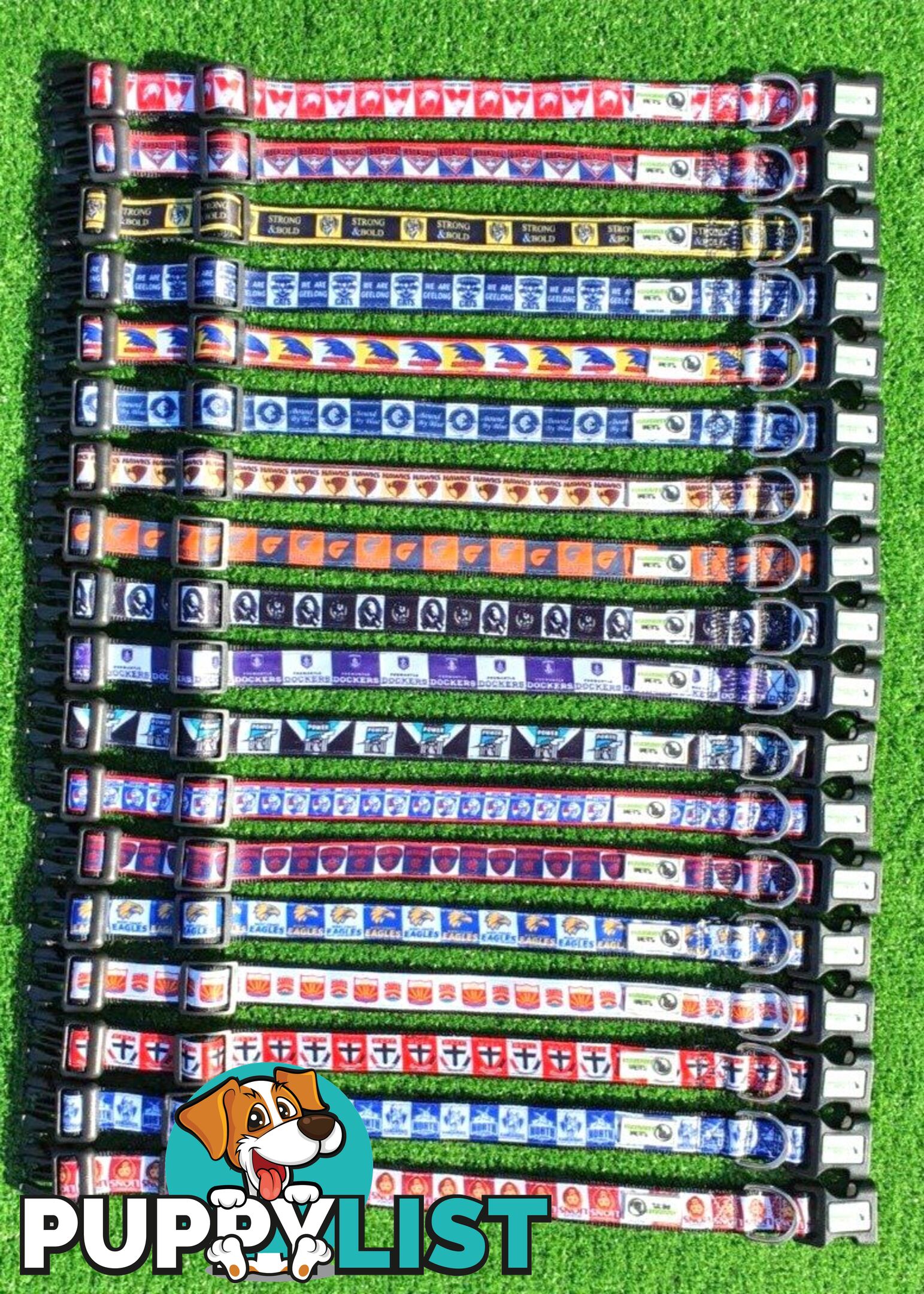 AFL Dog Collars, Footy - Aussie Rules - Moondidley Pets - MDPCOLAFLXSSKS