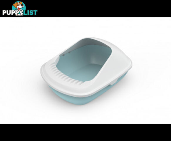 YES4PETS 2 X Cat Litter Box Tray with Shovel - Kitty Toilet Semi-Enclosed - V278-2-X-MSP-B02-BLUE