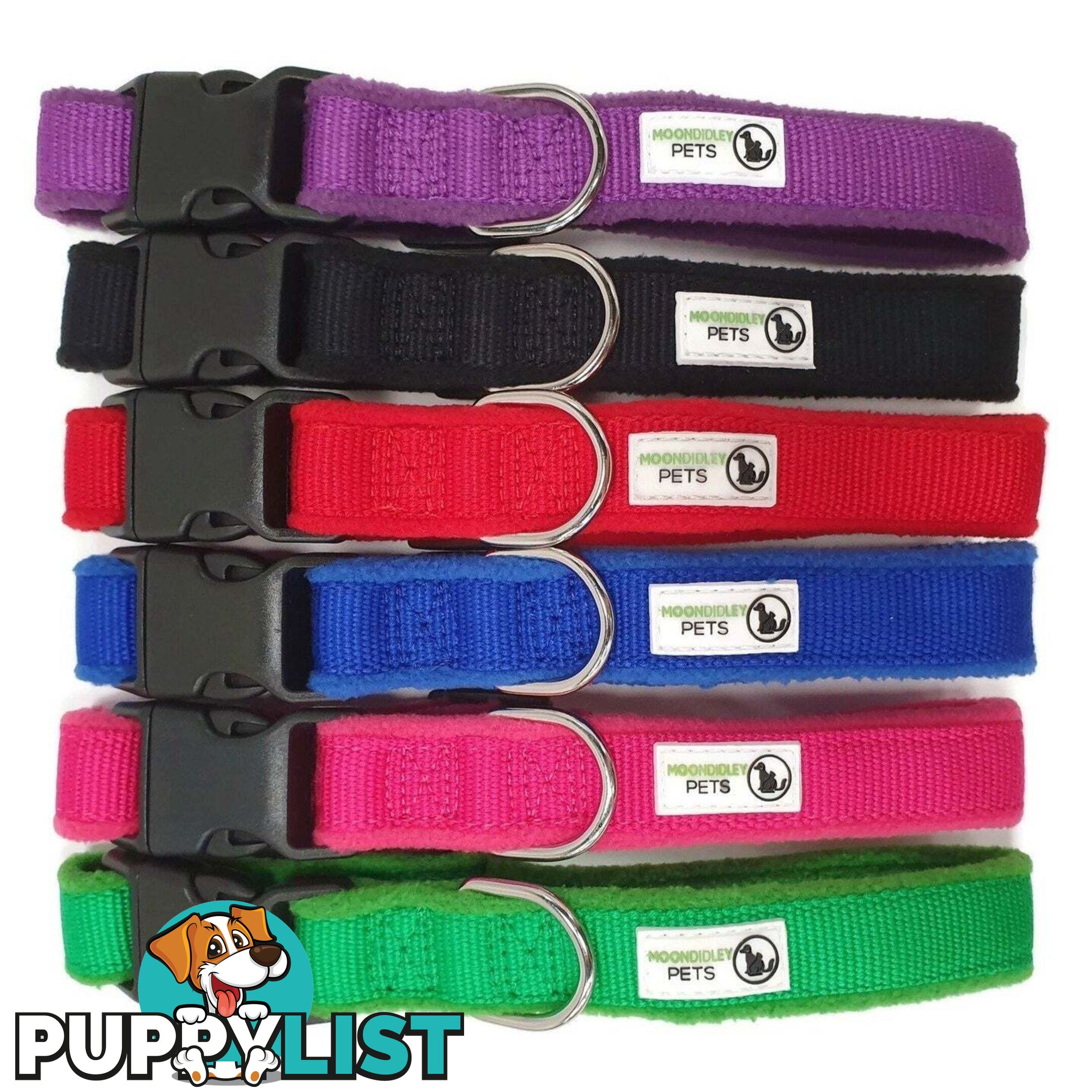 100% Pure Bamboo Fibre w/Fleece Lining Dog Collar Plastic Buckle - Moondidley Pets - MDPCOLFLEXSPNK