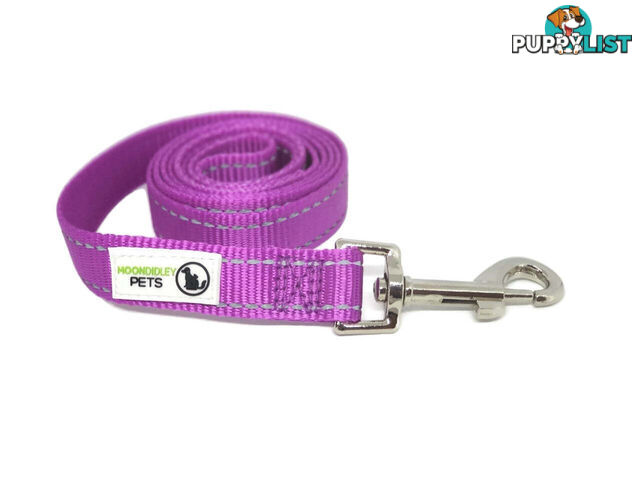 60cm Short Dog Lead Nyon w/Reflective Stitching - Moondidley Pets - MDPLDREFPNK2560