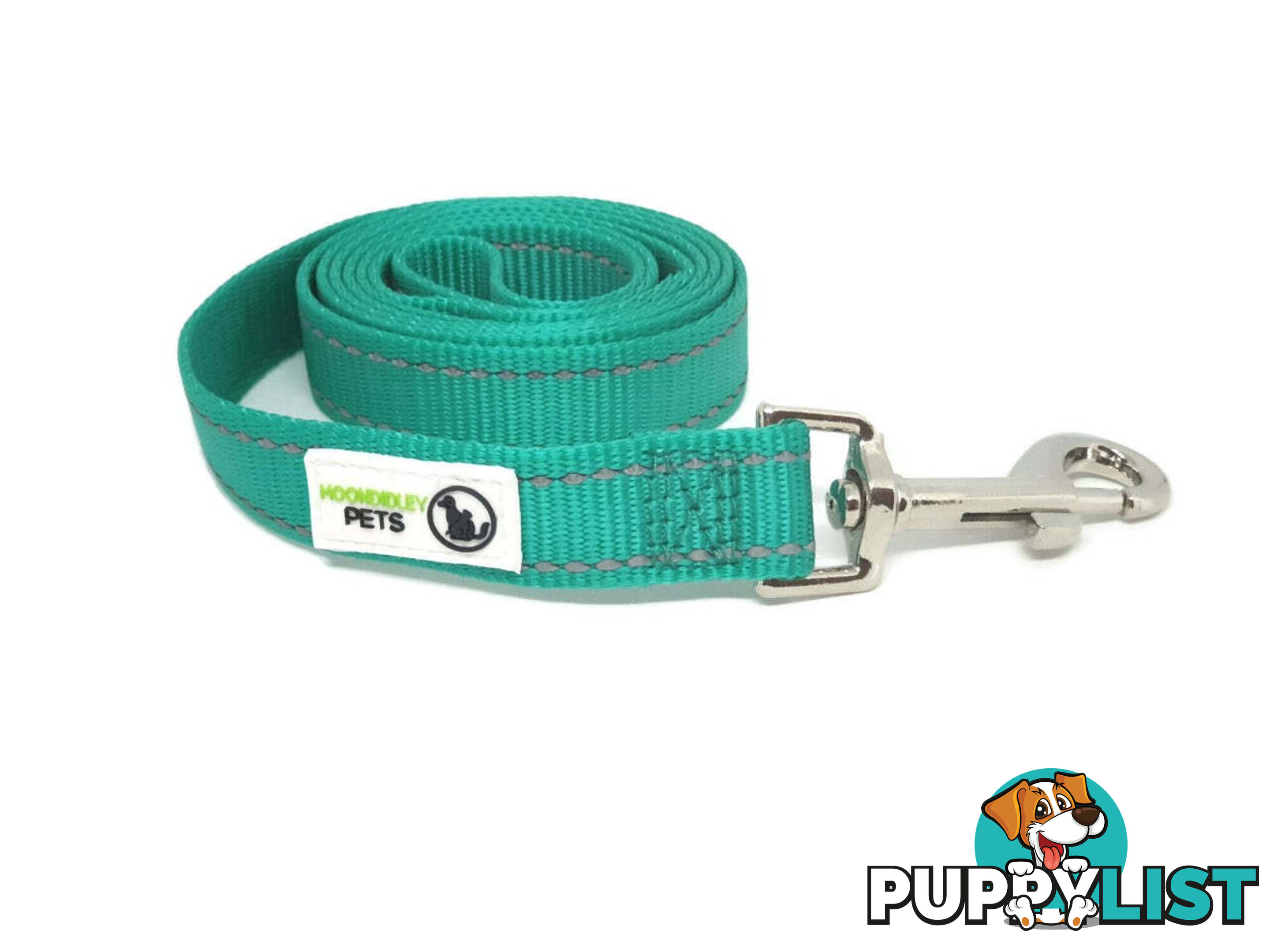 60cm Short Dog Lead Nyon w/Reflective Stitching - Moondidley Pets - MDPLDREFPNK2560