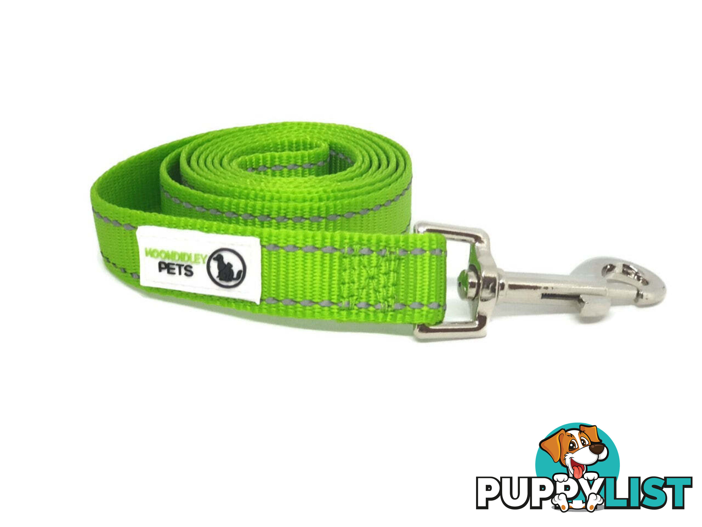 60cm Short Dog Lead Nyon w/Reflective Stitching - Moondidley Pets - MDPLDREFPNK2560