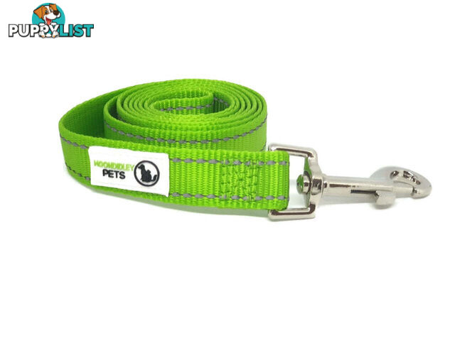 60cm Short Dog Lead Nyon w/Reflective Stitching - Moondidley Pets - MDPLDREFPNK2560