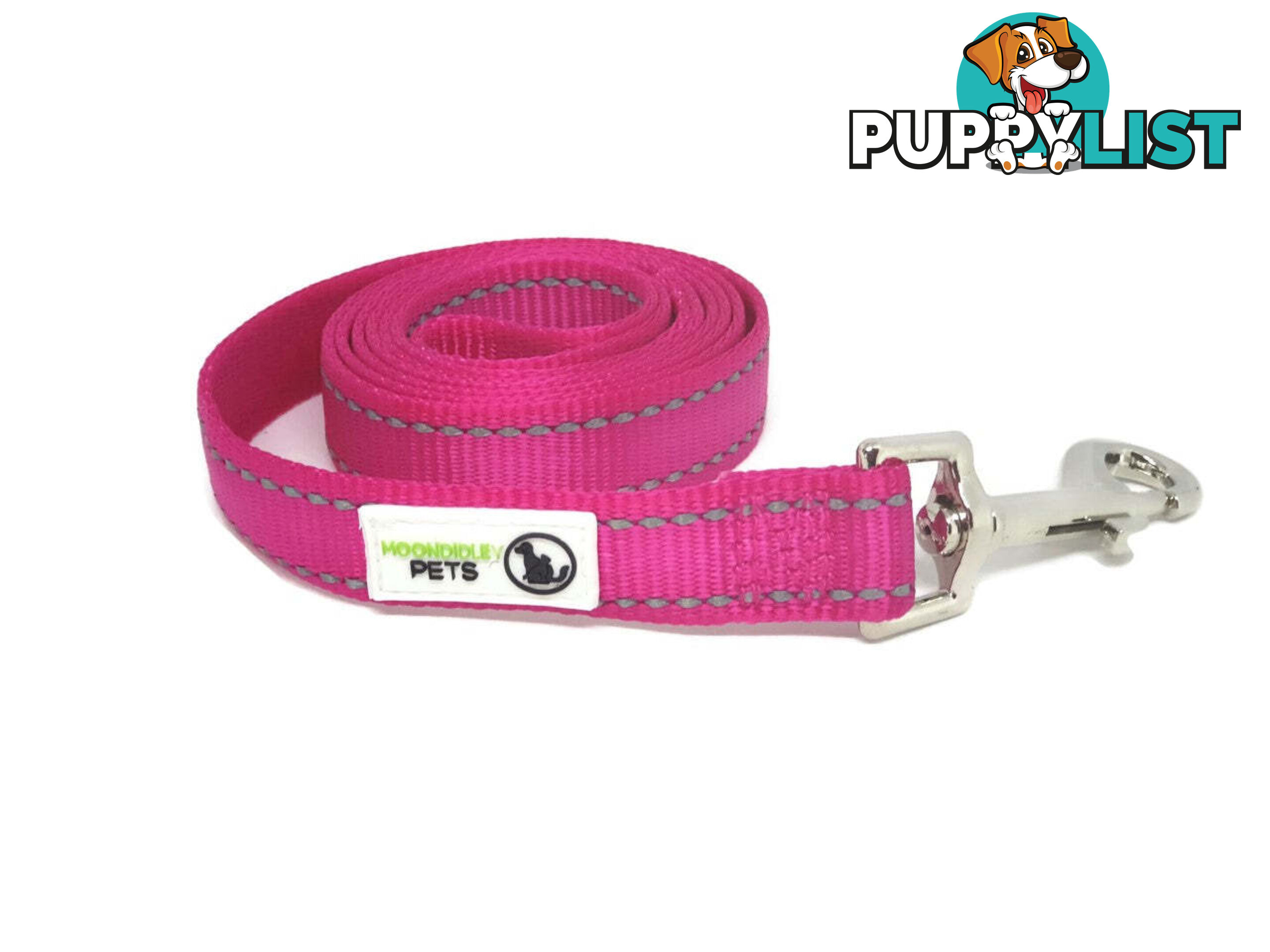 5m Long Nylon w/Reflective Stitching Dog Lead - Moondidley Pets - MDPLDREFBLK255