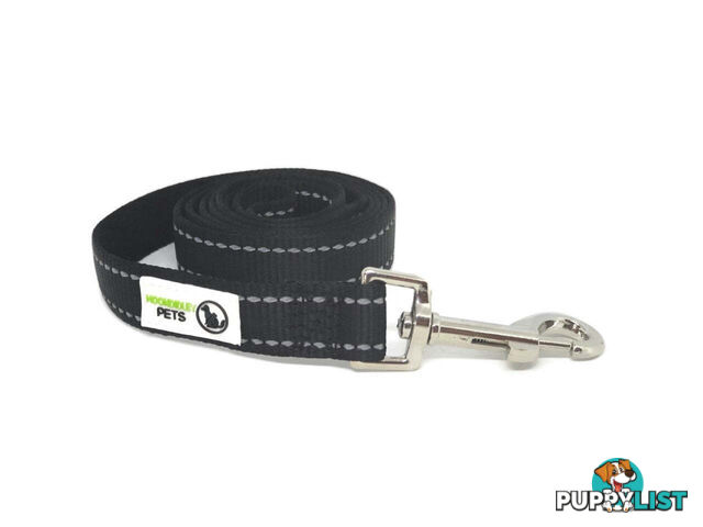 5m Long Nylon w/Reflective Stitching Dog Lead - Moondidley Pets - MDPLDREFBLK255