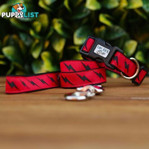 Lightning Bolt Dog Lead / Dog Leash - Hand Made by The Bark Side - TBSLDLIGBLK201.2