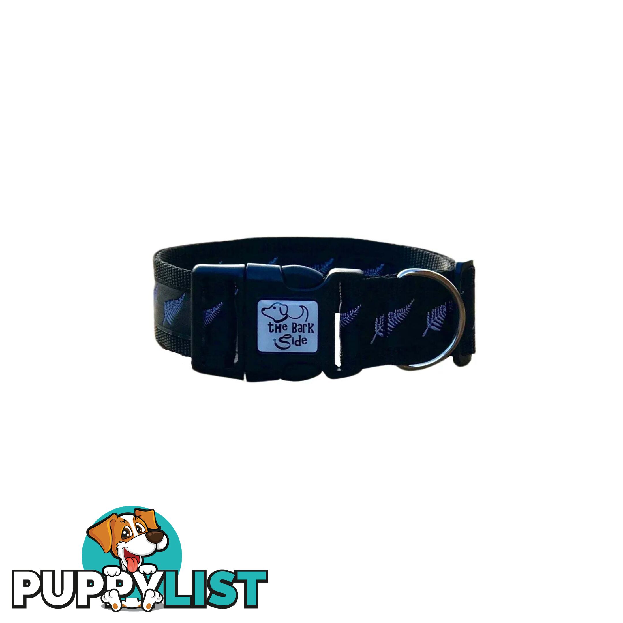Silver Ferns Dog Collar - New Zealand - Hand Made by The Bark Side - TBSSILXS