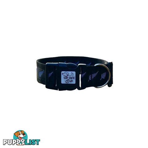 Silver Ferns Dog Collar - New Zealand - Hand Made by The Bark Side - TBSSILXS