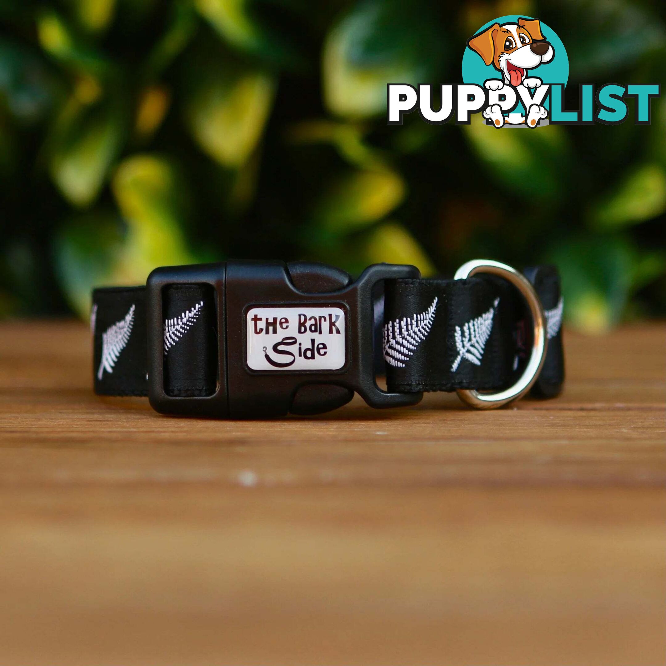 Silver Ferns Dog Collar - New Zealand - Hand Made by The Bark Side - TBSSILXS