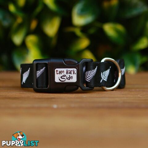 Silver Ferns Dog Collar - New Zealand - Hand Made by The Bark Side - TBSSILXS