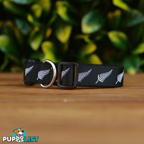 Silver Ferns Dog Collar - New Zealand - Hand Made by The Bark Side - TBSSILXS