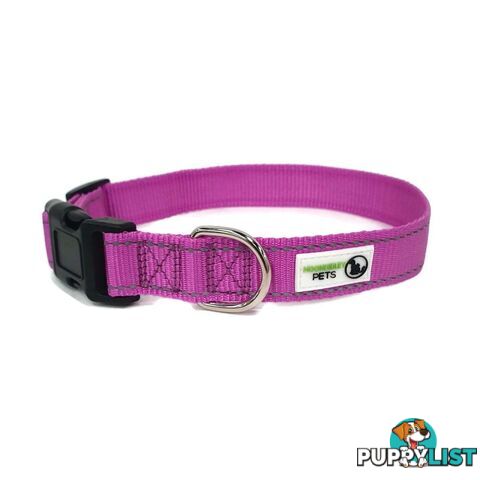 Nylon w/Reflective Stitching Dog Collar - Moondidley Pets - MDPCOLREFLPUR