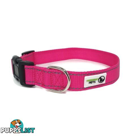 Nylon w/Reflective Stitching Dog Collar - Moondidley Pets - MDPCOLREFLPUR